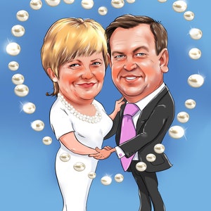 Karikatur zur silbernen Hochzeit nach Fotovorlage Bild 1