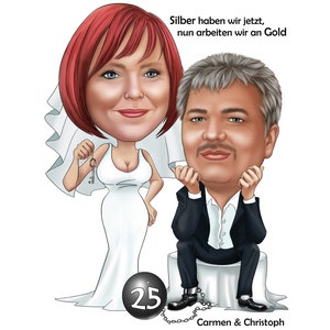 Karikatur zur silbernen Hochzeit nach Fotovorlage Bild 4