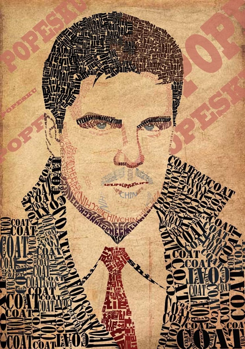 Portrait aus Wörtern vom Foto. Typografie Portrait Etsy