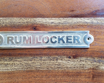 Rum Locker Solid Brass Sign Plaque