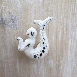 Guss eisen Meerjungfrau Knopf/Schublade pull weiß