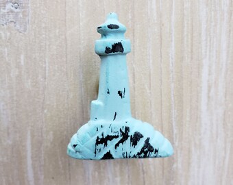 Brass Lighthouse Knob/Pull Blue