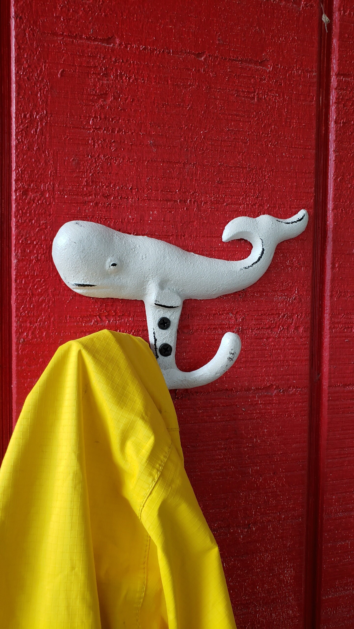 Whale Double Wall Hook Cast Iron White Etsy