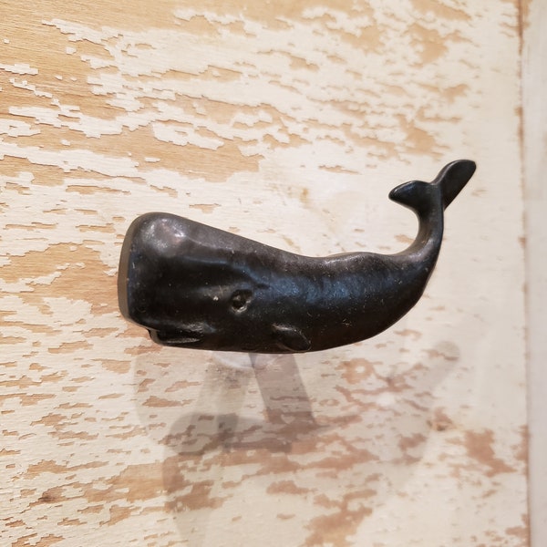 Cast Iron Whale Drawer Pull Distressed Black