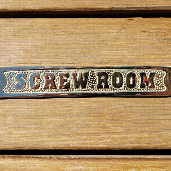 Screw Room Solid Brass Sign Plaque