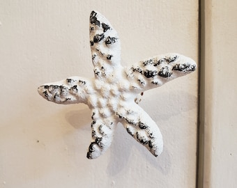 Cast Iron Starfish Knob - White