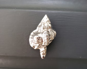Cast Iron Conch Shell Drawer Pull Bright Nickel Finish
