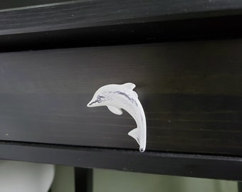 Brass Dolphin Knob/Pull White