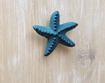Cast Iron Starfish Knobs/Drawer Blue Pulls Nautical, Tropical, Beach