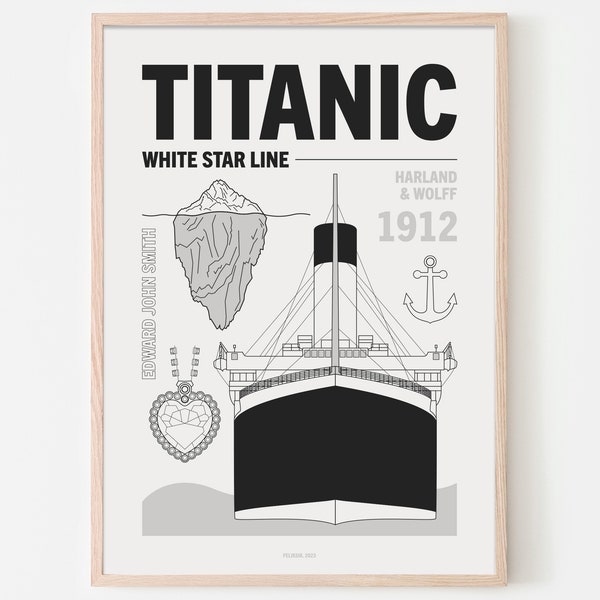 Titanic poster in a linear style in different sizes