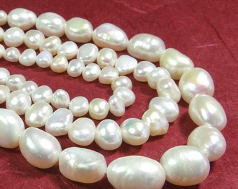 Freshwater pearl strand white nuggets pearl strand - six sizes to choose from - for necklace, bracelet and other jewelry making