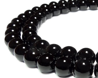 Black Obsidian Beads in 4, 6, 8 or 10 mm Gemstone Beads Strand for Mala, Necklace & more