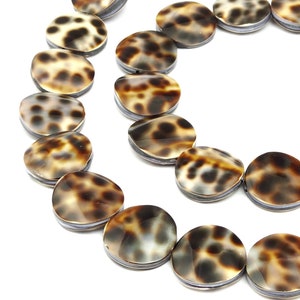 Tiger-Kaurischnecke Perlen Münzen in zwei Größen: ca. 15 mm & ca. 20 mm Muschelperlen Strang für Kette