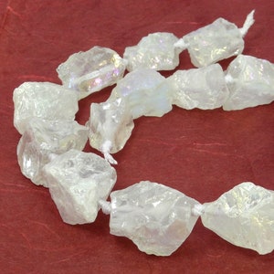 Rock crystal iridescent natural nuggets approx. 20-30 mm gemstone beads strand for necklace