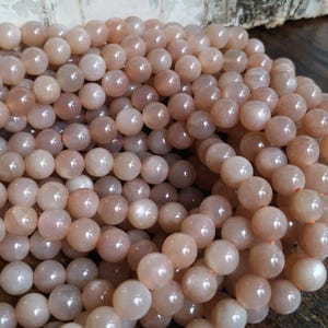 Sunstone beads balls in 6 mm or 8 mm gemstone beads strand for mala, necklace, bracelet & more