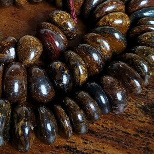 Bronzit Lamellen dünne Scheiben ca. 8-12 mm Edelsteinperlen Strang für Kette, Armband & mehr - Spacer Perlen -