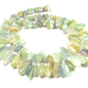 Beryl Morganite with Aquamarine long splinter nuggets approx. 8-12 mm gemstone beads strand for necklace, bracelet & more