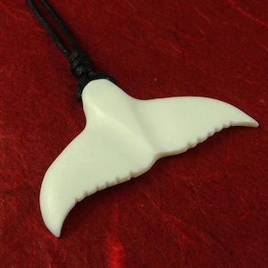 Whale fluke pendant carved from bone ~ handmade ~