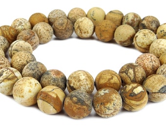 Landscape Jasper Frosted Balls 8 & 10mm jasper beads strand for mala, necklace, bracelet and other jewelry