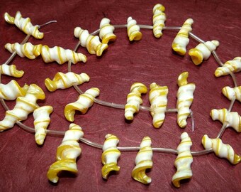 Shell spirals approx. 16-28 mm golden yellow pearls Shell beads for necklace & more