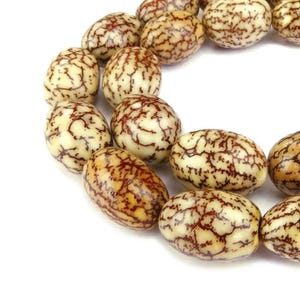 Betel nut beads olives approx. 16 mm nut beads wooden beads strand for bracelet, necklace & more - NATURAL COLOR -