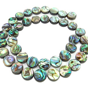 Abalone coins in 8 mm & 10 mm (paua / abalone / sea opal / mother of pearl) beads strand shell beads for necklace and more