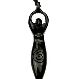 Goddess with spiral pendant / bead carved from horn symbol of creation image 2