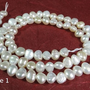 Süßwasserperlen Strang weiße Nuggets Perlen Strang sechs Größen zur Auswahl für Kette, Armband u.a. Schmuckherstellung Gr. 1