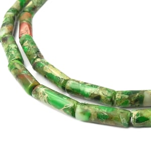 Impressions Jasper green tubes approx. 13 x 4 mm gemstone beads strand beads for necklace & more