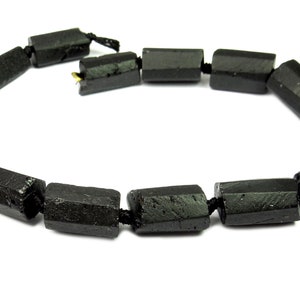 Black tourmaline - Schörl - cut nuggets approx. 12 x 7 mm gemstone beads 20 cm strand (14 beads) for bracelet, necklace and more