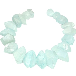 Rock crystal lace nuggets double-ended approx. 15-25 mm ice-blue iridescent - 20 cm strand beads for necklaces and other DIY jewelry