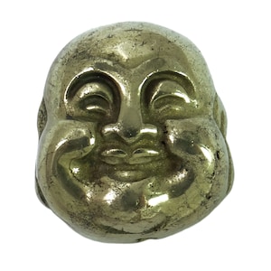 Pyrite Buddha Head Bead approx. 18 x 17 mm drilled lengthwise Buddha Head