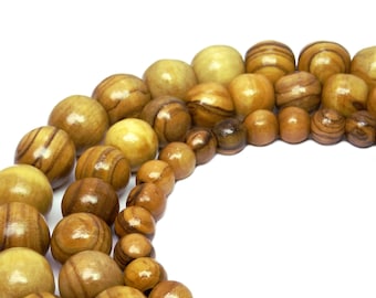 Olive wood beads balls in approx. 8 mm, 10 mm or 12 mm strand of wooden beads for mala, necklace and other pieces of jewellery