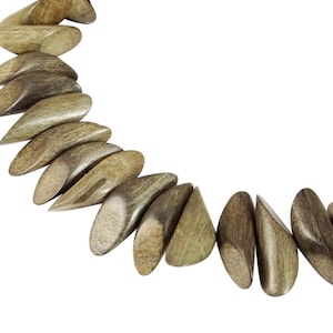 Indian silver grey wood &quot;twin cut&quot; wood strand wooden beads for necklace & more - natural beads in NATURAL COLOR