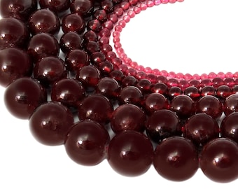 Garnet beads in 2, 3, 4, 6, 8 & 10 mm gemstone beads strand for mala, necklace, bracelet and more