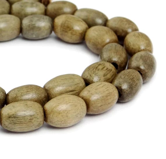 Indian Silver Grey Wood 10 X Mm Olive Beads Strand Wooden Beads
