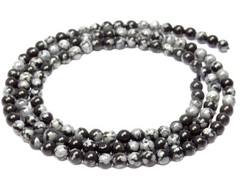 Schneeflockenobsidian Perlen 3 mm Kugeln Edelsteinperlen Strang Saatperlen für Kette, Armband & mehr