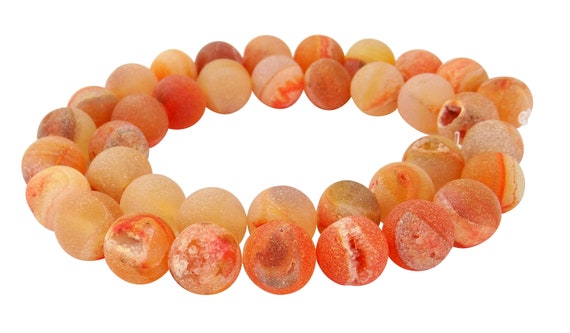 Druse Agate Orange Balls in 10 Mm 14 Mm Agate Geode Agate Beads