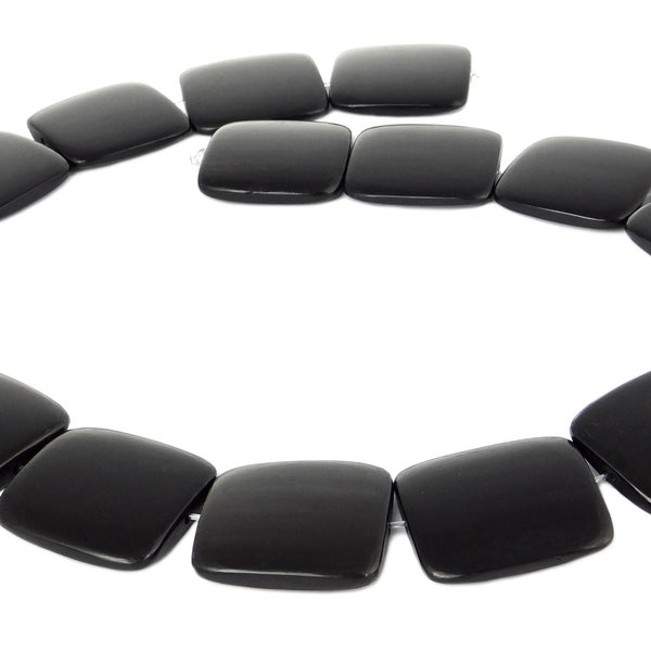 Perles de corne Corne noire grands carrés plats env. 25 mm perles brin perles naturelles pour collier, bracelet & plus