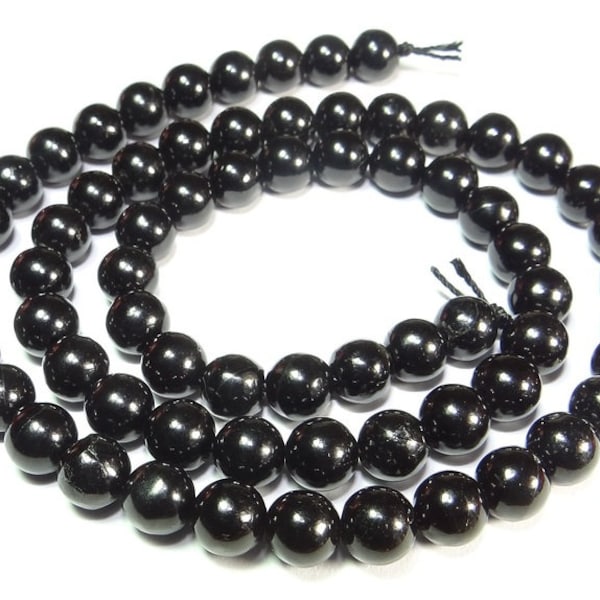 Jet Jet (charbon pétrifié) Boules de 6 mm et 8 mm pour Mala, collier, bracelet et plus encore