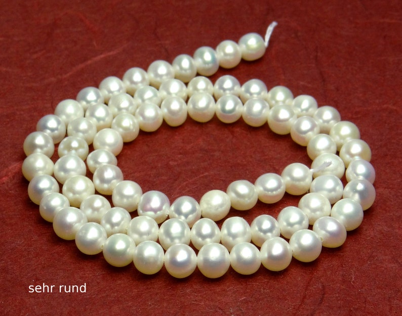 Süßwasserperlen Strang weiße Nuggets Perlen Strang sechs Größen zur Auswahl für Kette, Armband u.a. Schmuckherstellung sehr rund