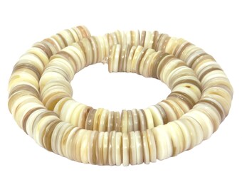Süßwasserperlmuschel Heishi Perlen dünne Scheiben in 11 & 13 mm Muschelperlen Strang für Armband, Kette und mehr