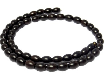 Tigre ébène olive noire environ 8 x 6 mm fil de perles en bois pour bracelet, collier et autres bijoux DIY