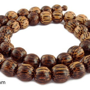 Hagalpalmholz Kugeln in den Größen: 6, 8, 10, 12 & 15 mm Perlen Strang Holzperlen Mala Perlen für Kette, Armband... NATURFARBE ca. 10 mm