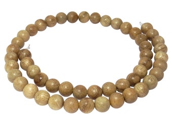 Camphor Wood Beads Balls in 6 & 8 mm NATURAL COLOR Fragrance Wooden beads for mala, necklace, bracelet and more