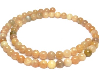 Sun Stone Beads Balls in 6mm or 8mm Gemstone Beads Strand for Mala, Necklace, Bracelet & more