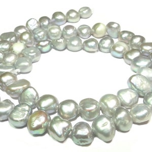 Freshwater Beads Silver Nuggets approx. 6-8mm Shell Beads for Necklace, Bracelet & More - Beads Strand -