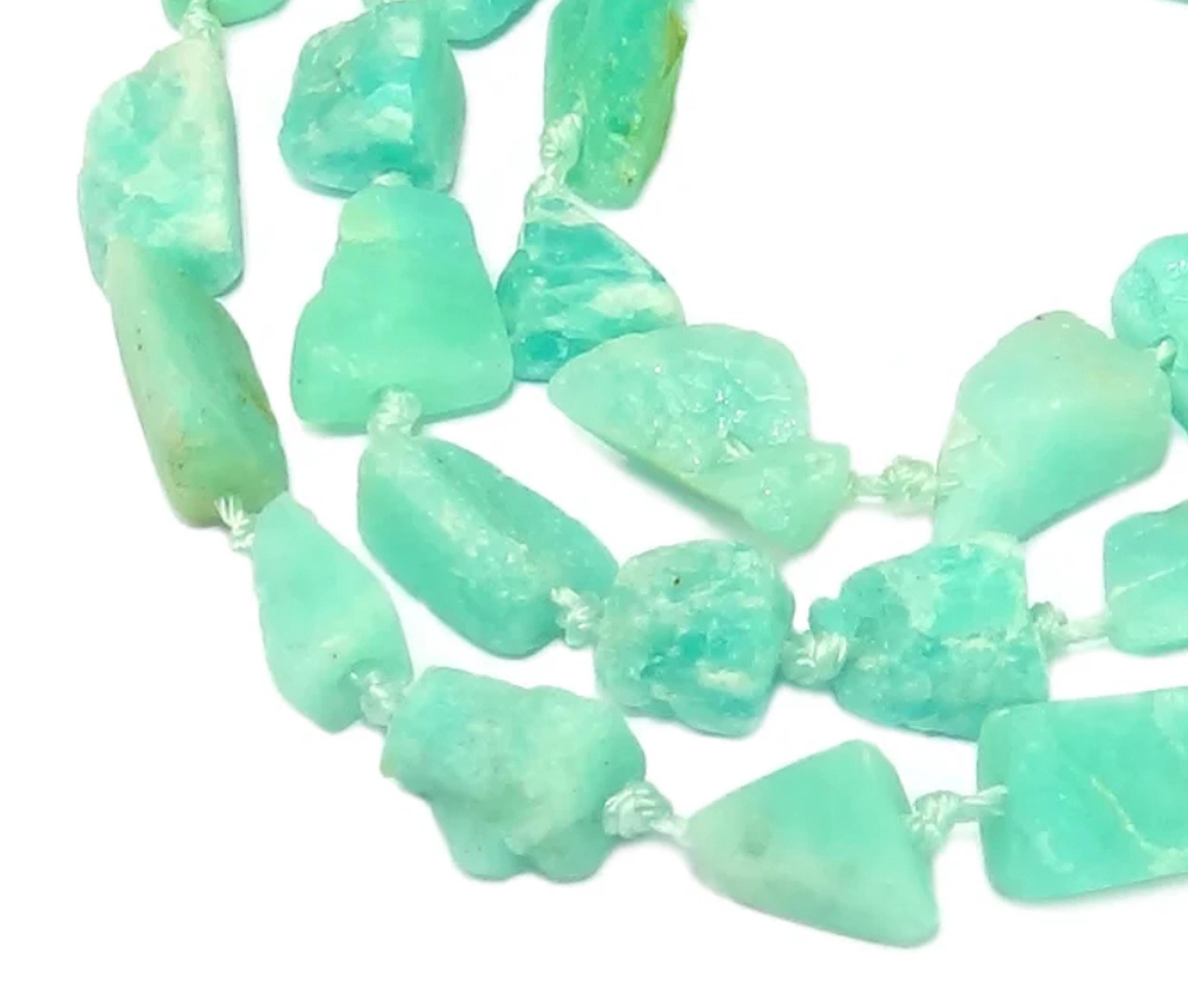 Collier Réglable En Argent 925 Doré - Pierres : Malachite, Amazzonite & Perle - Neuf Avec étiquettes