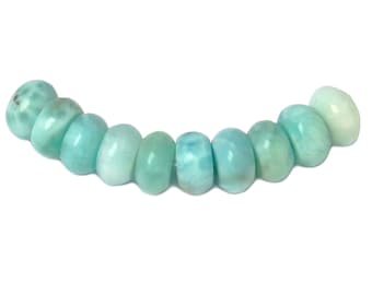 Larimar &quot;Atlantis Stone&quot; Rondelle Wheels in two sizes: approx. 8 mm or approx. 9-10 mm Gemstone Beads Set (10 pieces) for Bracelet, Necklace & more