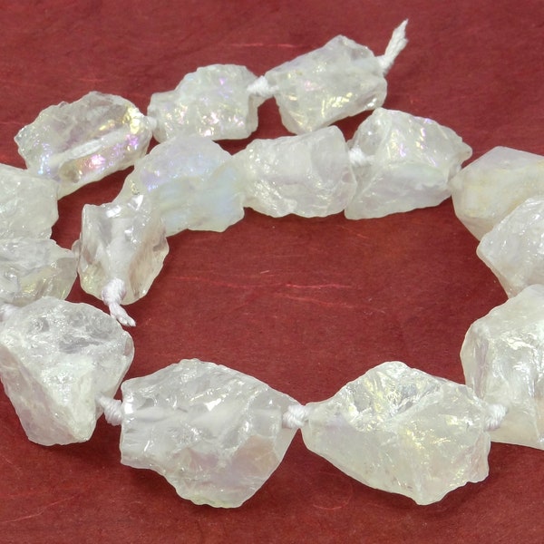 Bergkristall irisierende naturbelassene Nuggets ca. 20-30 mm Edelsteinperlen Strang für Kette